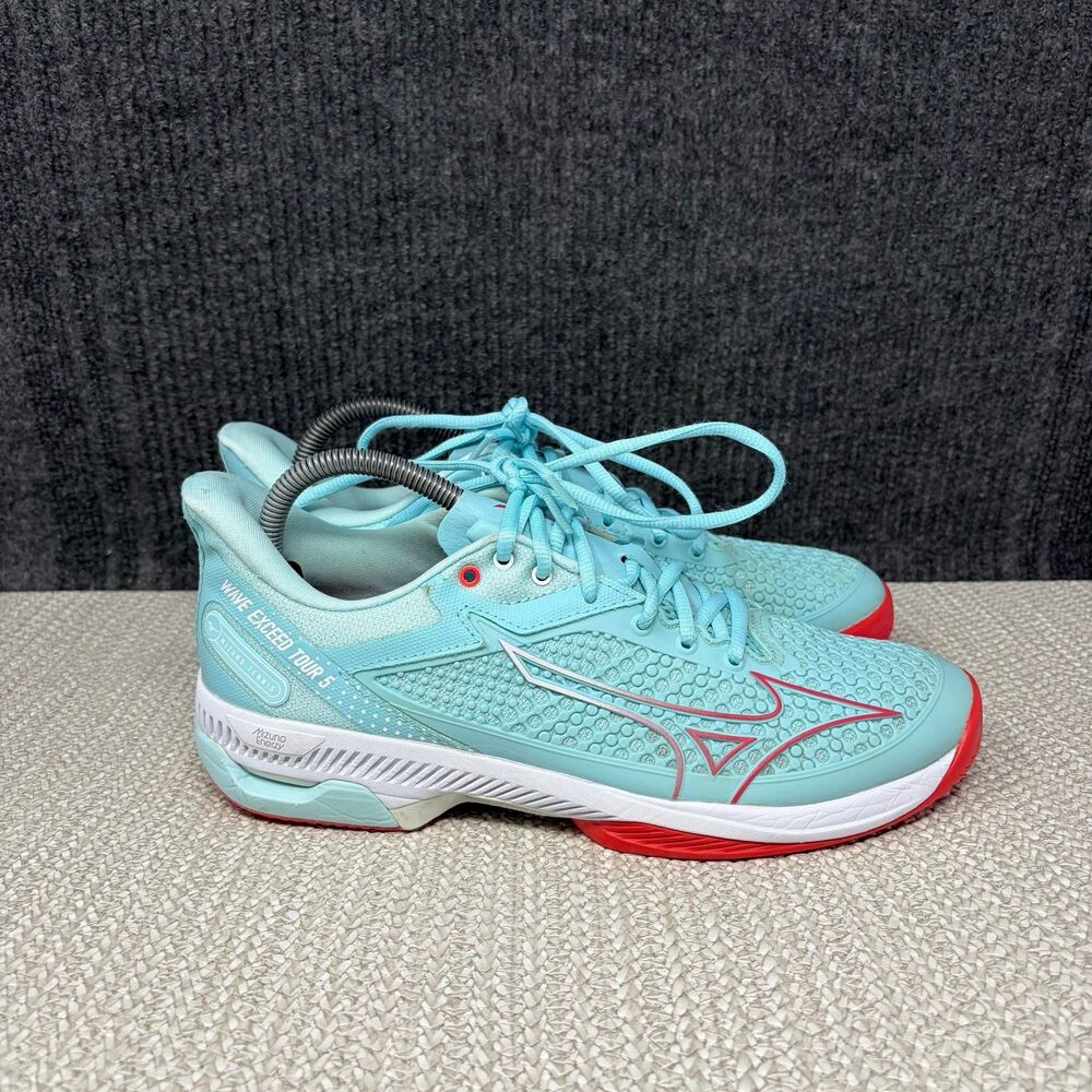 Mizuno Wave Exceed Tour 5 Tennis Shoes Turquoise Fiery Coral Women’s Size 9.5
